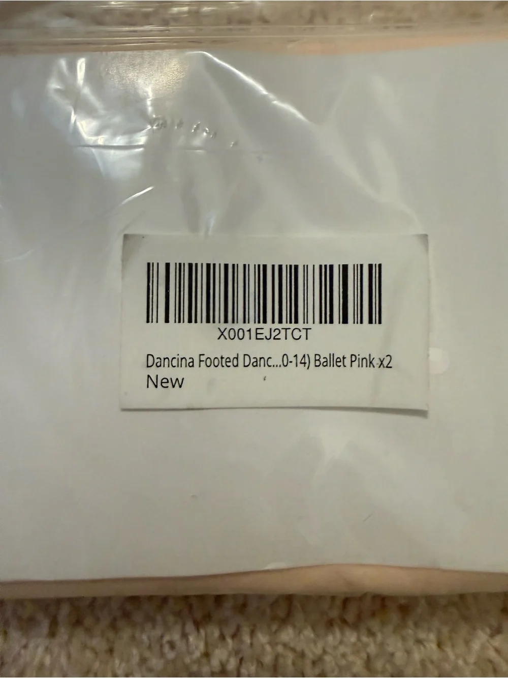 Dancina Footed Soft Light Pink Tights- 2 Pack Brand New
